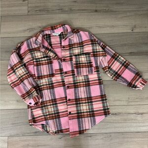 Pink Plaid Oversized Shacket